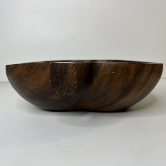 Vintage Wooden Serving Bowl Apple Shaped Fork Spoon Utensils Salad Pumpkin - Picture 15 of 16